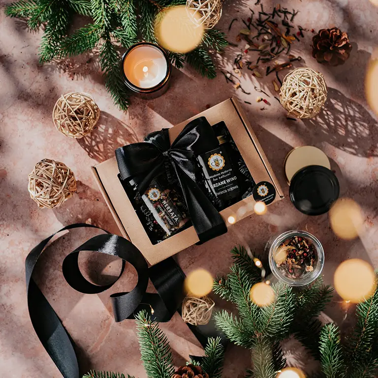 Zestaw prezentowy z czarną kokardką