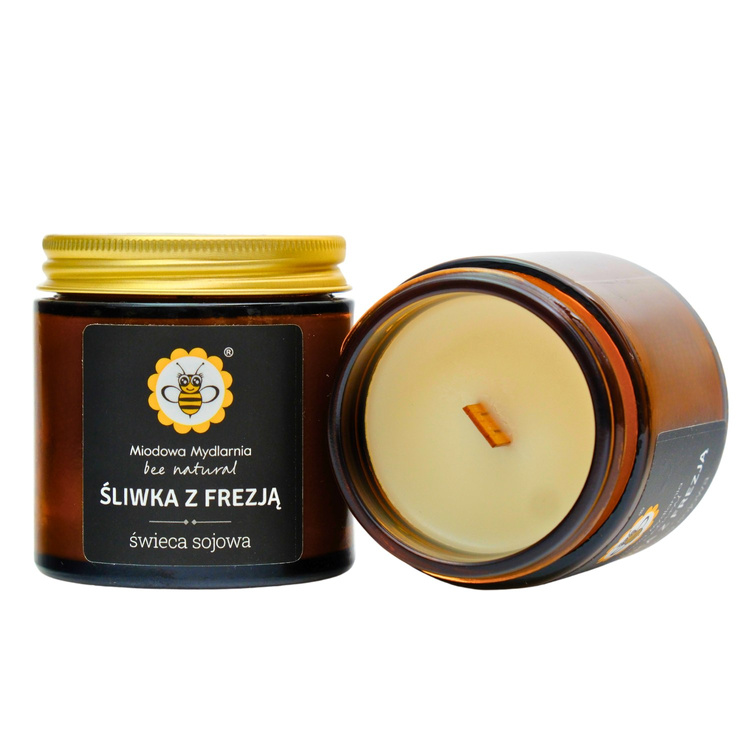 Śliwka z Frezją - świeca z wosku sojowego