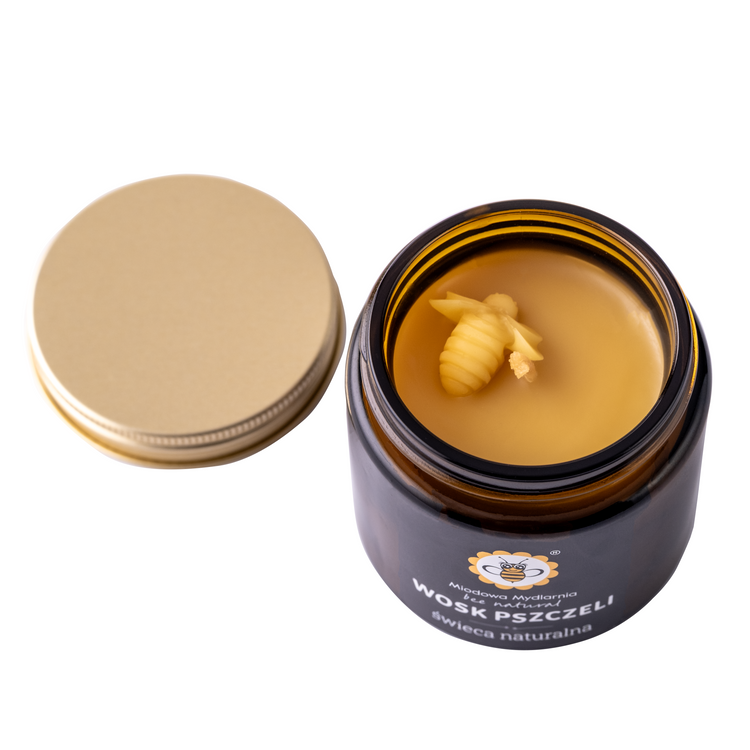 Świeca z wosku pszczelego w słoiczku