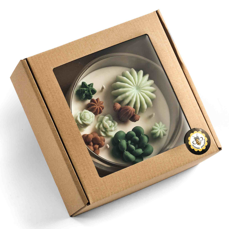 Zielone Kaktusy - bezzapachowa świeca sojowa