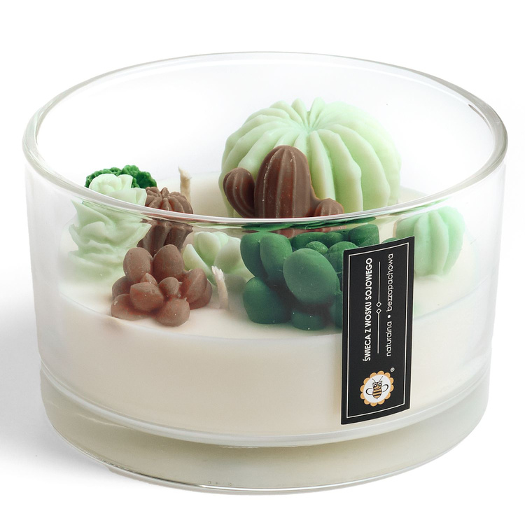 Zielone Kaktusy - bezzapachowa świeca sojowa