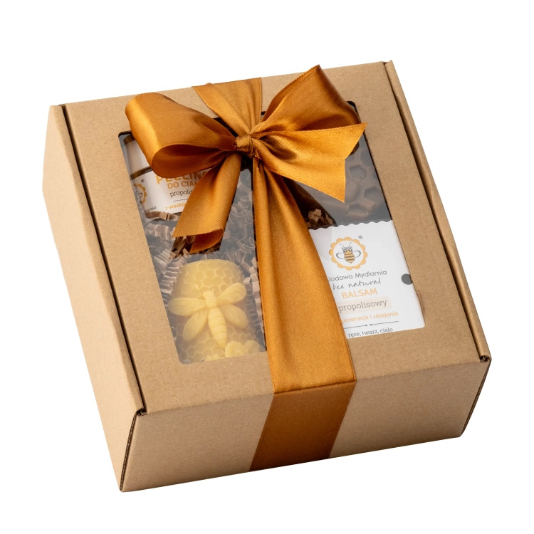 Zestaw Propolisowy - box prezentowy ze złota kokardą