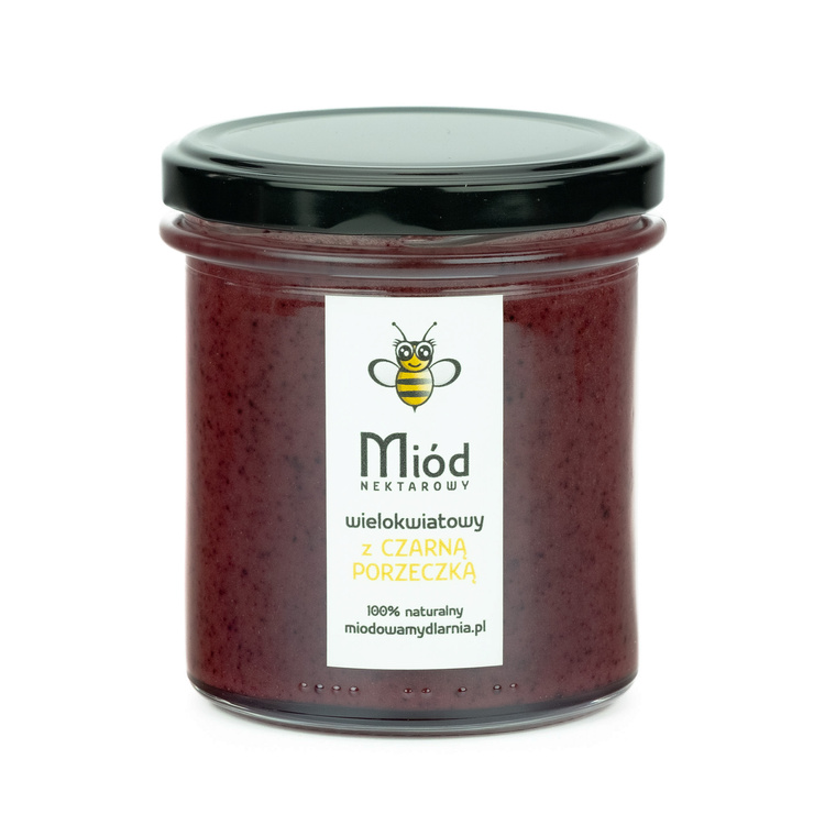 Miód z czarną porzeczką - nektarowy, wielokwiatowy 400g
