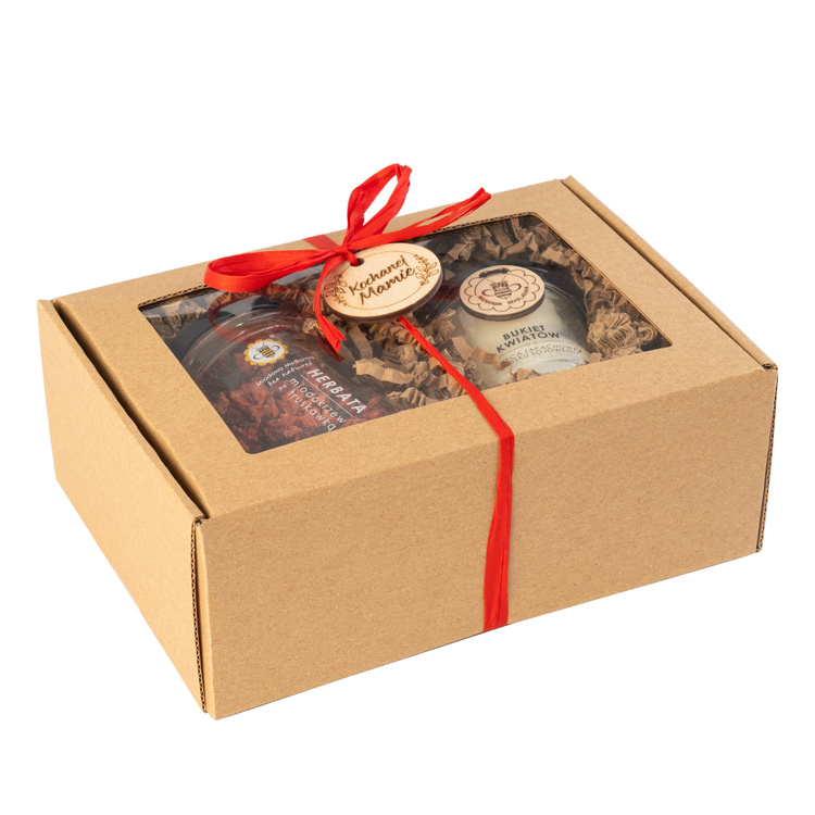 Zestaw herbata Miodokrzew + świeca Bukiet kwiatów