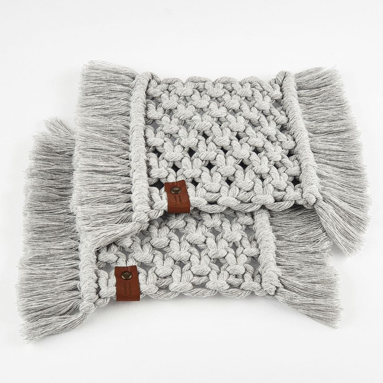 2 SERWETKI MAKRAMA  jasnoszare