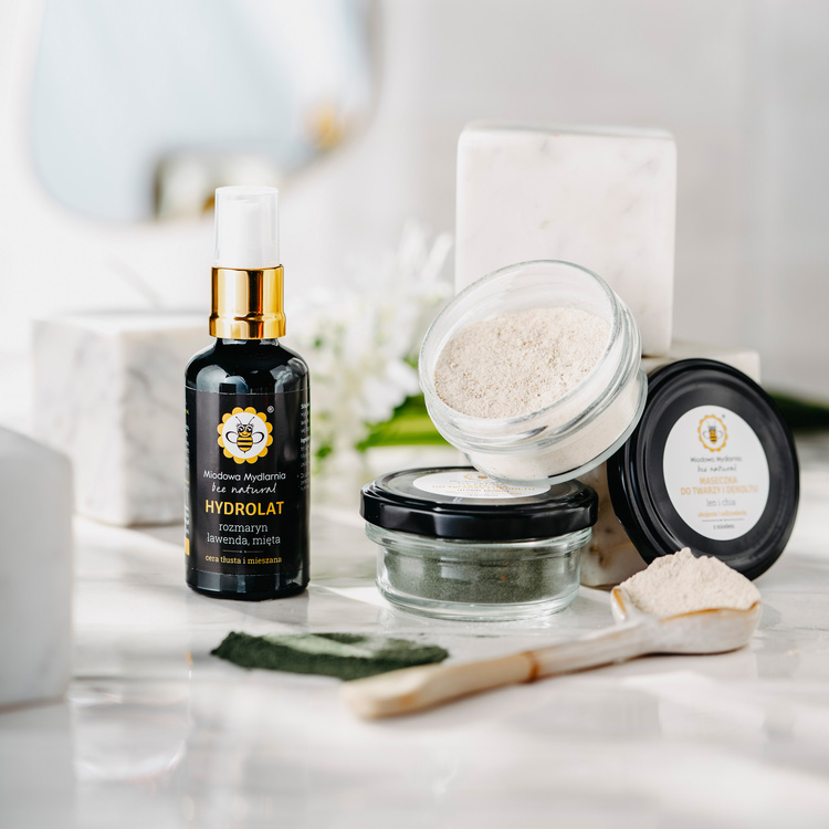 Dwie maseczki do wyboru + Hydrolat Rozmaryn, Lawenda, Mięta GRATIS