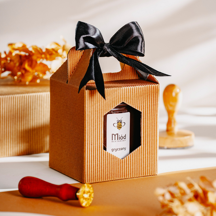 Dowolny Miód - zestaw prezentowy z czarną kokardką
