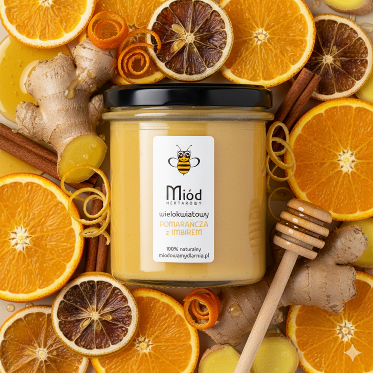 Miód z Pomarańczą i Imbirem - 400g