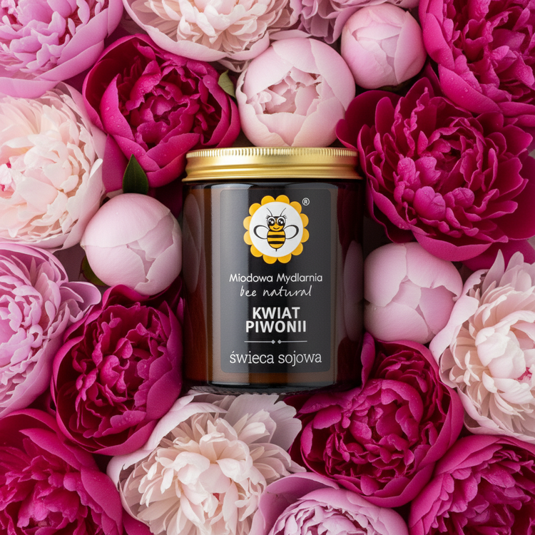 Kwiat Piwonii - świeca z wosku sojowego