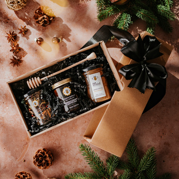 Dowolna Herbata, Świeca i Miód + nabierak - gotowy zestaw prezentowy