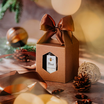 Dowolny Miód - zestaw prezentowy z brązową kokardką