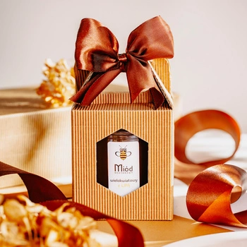 Dowolny Miód - zestaw prezentowy z brązową kokardką