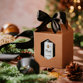 Dowolny Miód - zestaw prezentowy z czarną kokardką