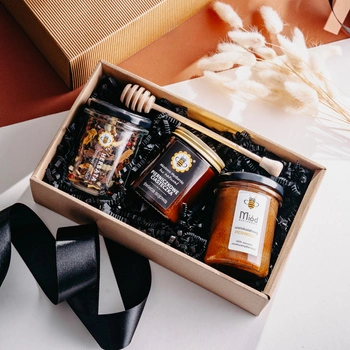 Dowolna Herbata, Świeca i Miód + nabierak - gotowy zestaw prezentowy