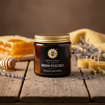Świeca z wosku pszczelego w słoiczku